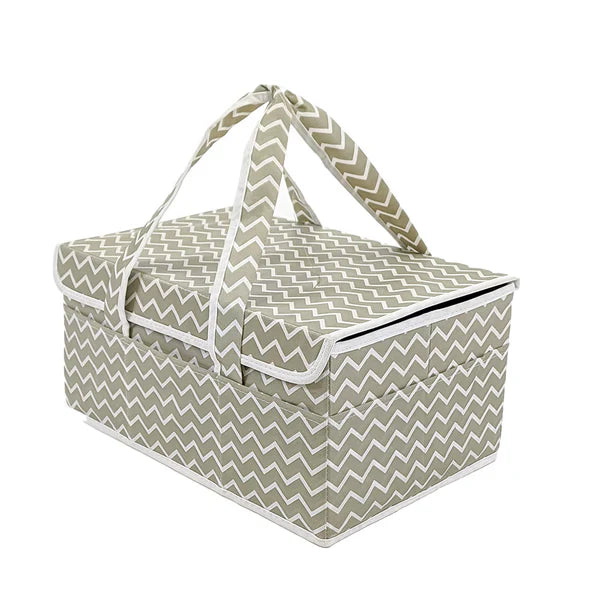 Baby Diaper Caddy Organizer With Lid-Wavy