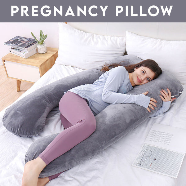 U Shape Velvet Stuff Pregnancy Pillow / Sleeping Support Pillow in Grey Color